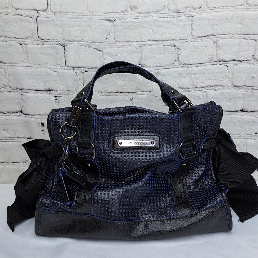 JUICY COUTURE 'MS.DAYDREAMER' LEATHER & SUEDE SATCHEL SIDE-BOW TOP-ZIP VINTAGE